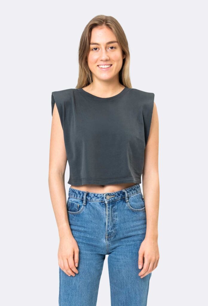 Basic Rayon Denim Cropped Tank Top - Image 2