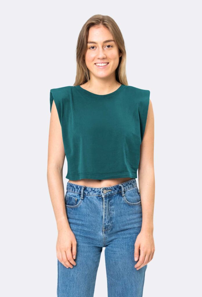 Basic Rayon Denim Cropped Tank Top - Image 4