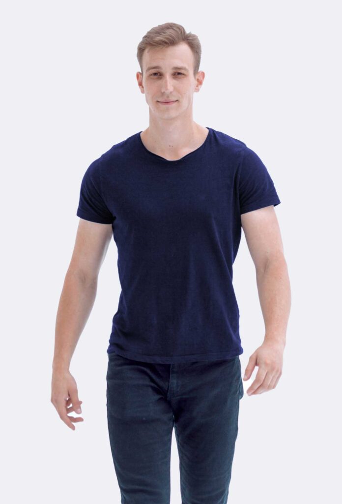 Basic Navy Thick Hemp T-shirt - Image 4