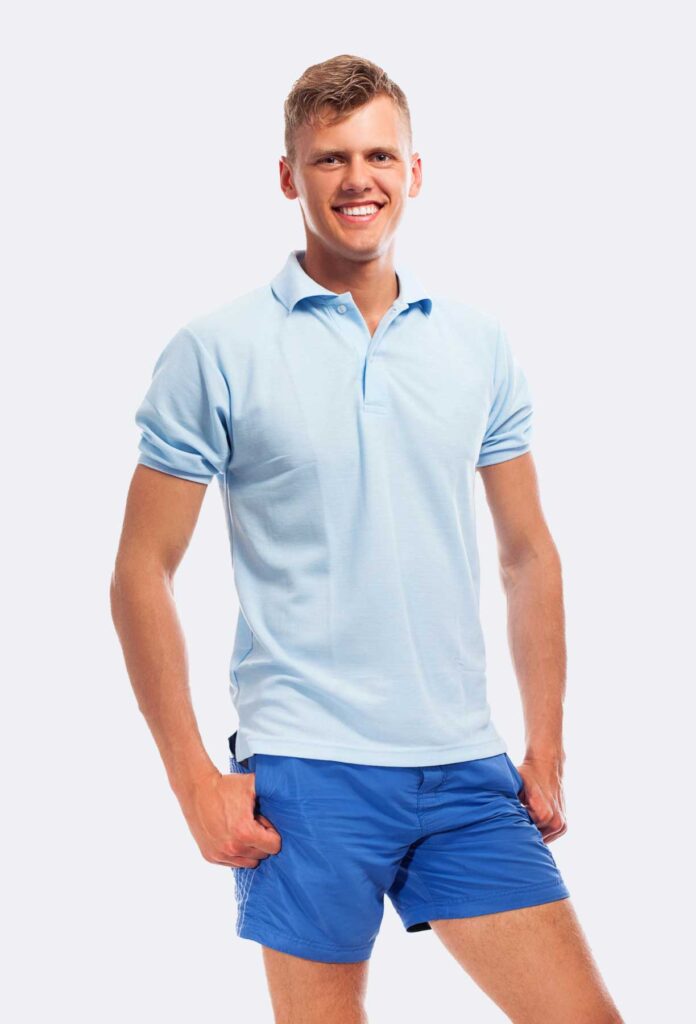 Light Blue White Stripe Polo - Image 4