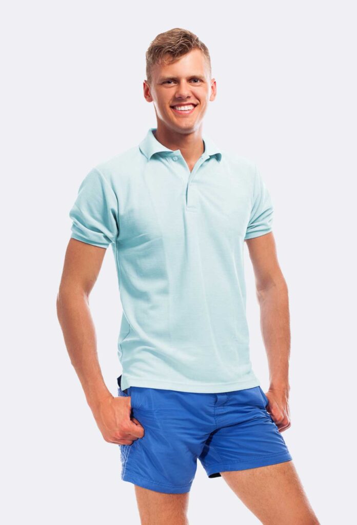 Light Blue White Stripe Polo - Image 3