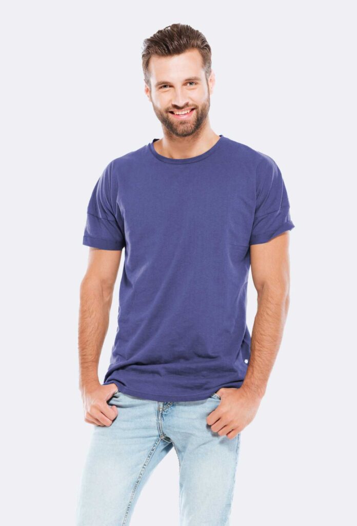 Olive Solid Color Cotton Round Neck T-shirt for Men - Image 2