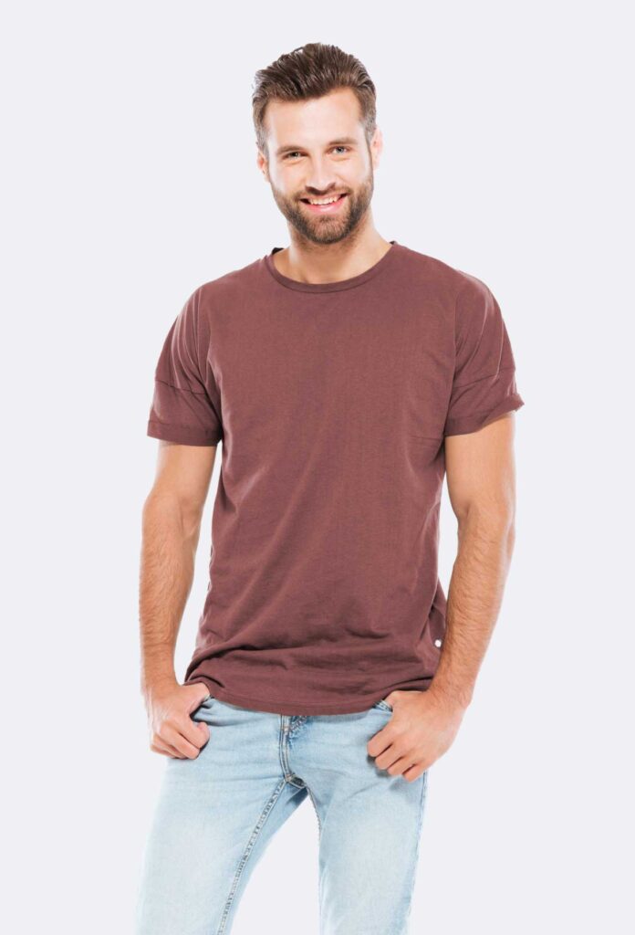 Olive Solid Color Cotton Round Neck T-shirt for Men - Image 3