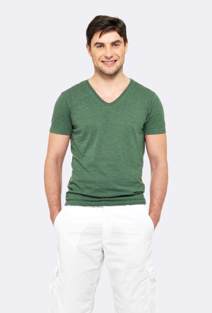 V Neck Short Sleeve Combed Cotton Men's T-shirt